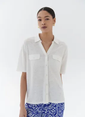 CAROLL TESTELIN - Camisa recta de lino irisada en beige