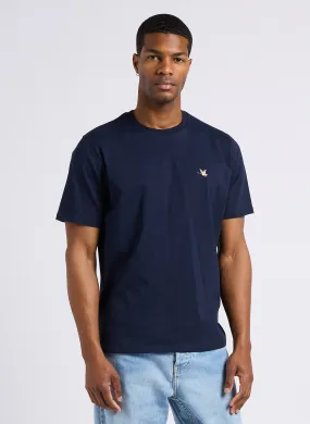 CHEVIGNON NEW T-TOG'S - Camiseta recta de algodón con cuello redondo bordada en azul