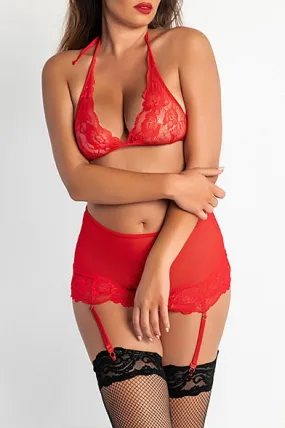 Conjunto de ropa interior de encaje Barillas Pareo, rojo