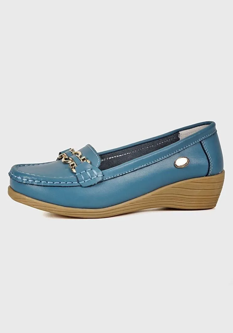 Mocasín Cuero Tanza Azul