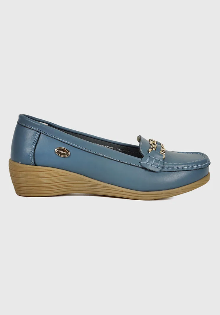 Mocasín Cuero Tanza Azul