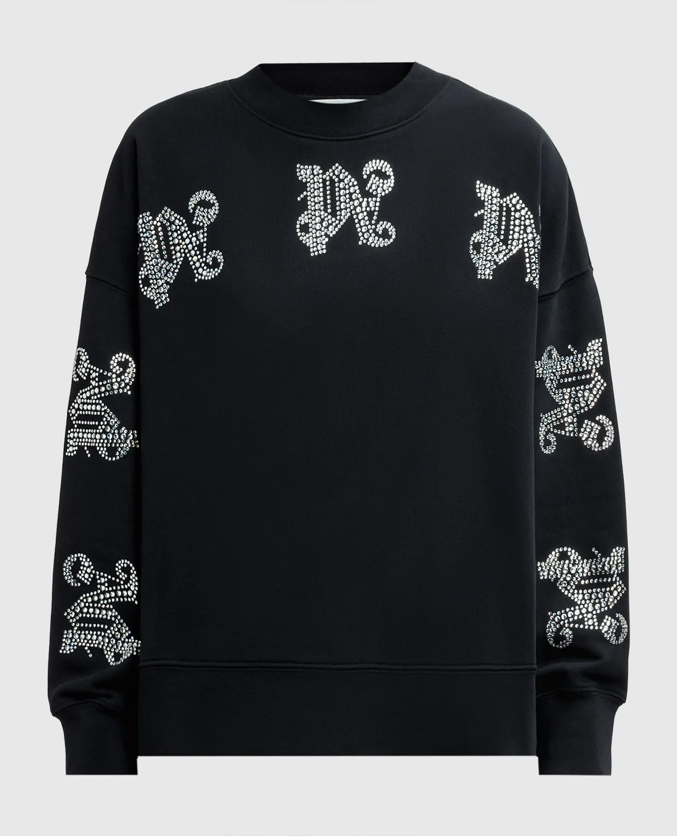 Palm Angels Black sweatshirt with crystal logo
