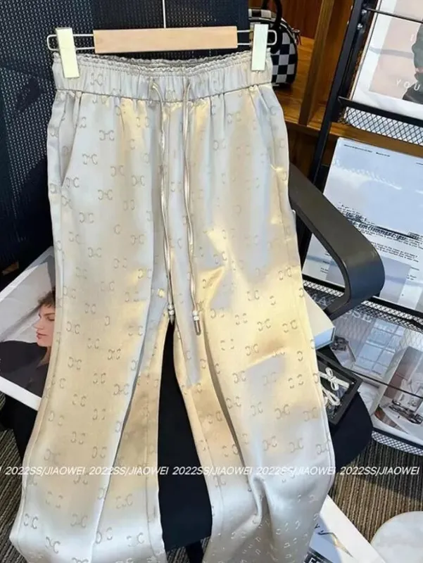 Pantalones para mujer de diseño Pantalones de cintura altos con fajas con damas Logotipo de trajes estampado Pantalones de chánd