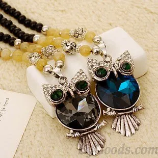Retro Crystal Owl Beaded Chain/Necklace