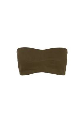 Tourmaline, khaki bustier top