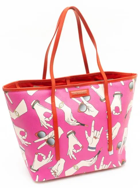 TRUSSARDI Shopping bag con stampa all over