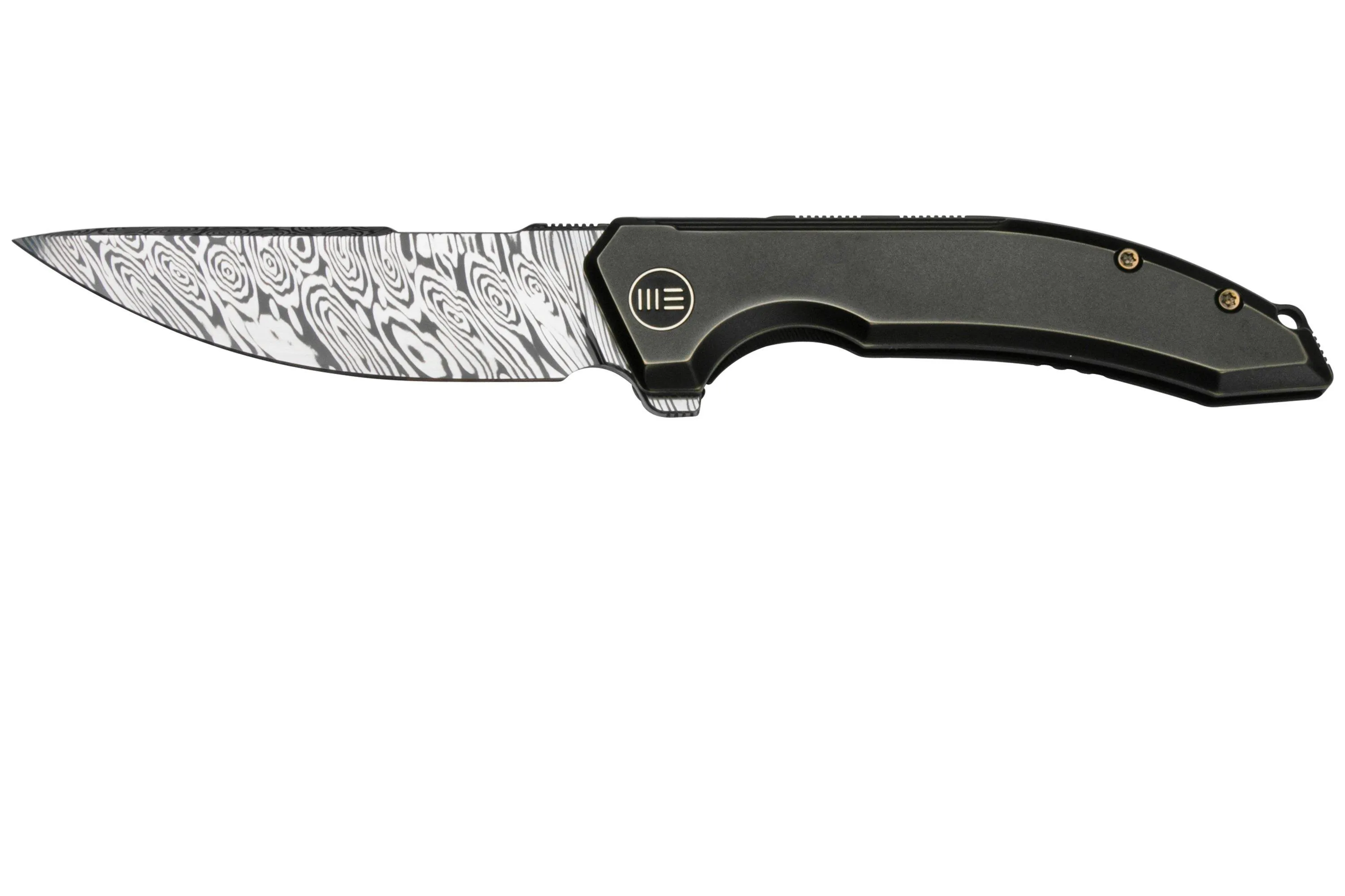 WE Knife Quixotic WE21016-DS1, Bronze & Black Titanium, Damasteel navaja